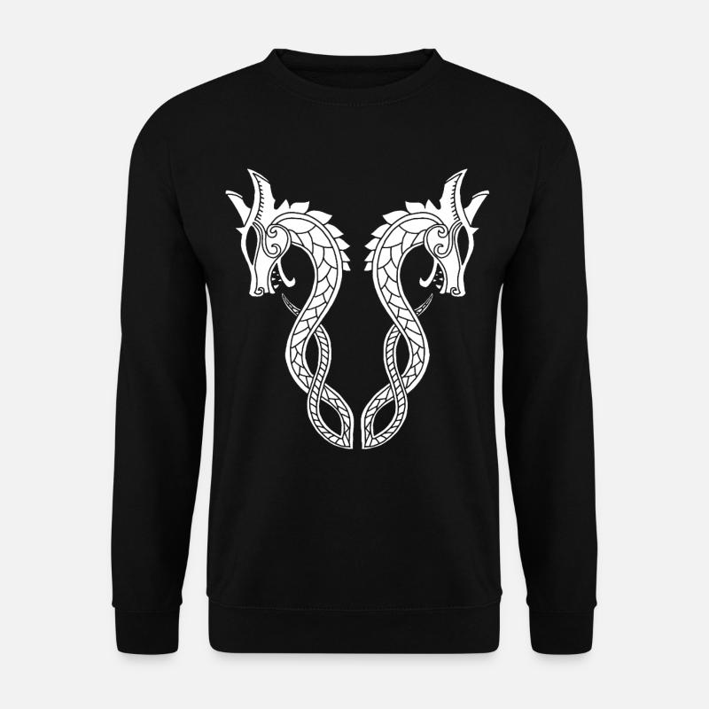 White Dragon with Two Heads - Unisex Sweatshirt - black