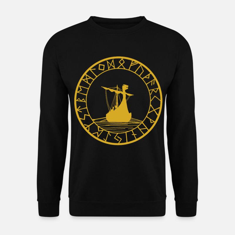 Viking yellow longship and compass - Unisex Sweatshirt - black