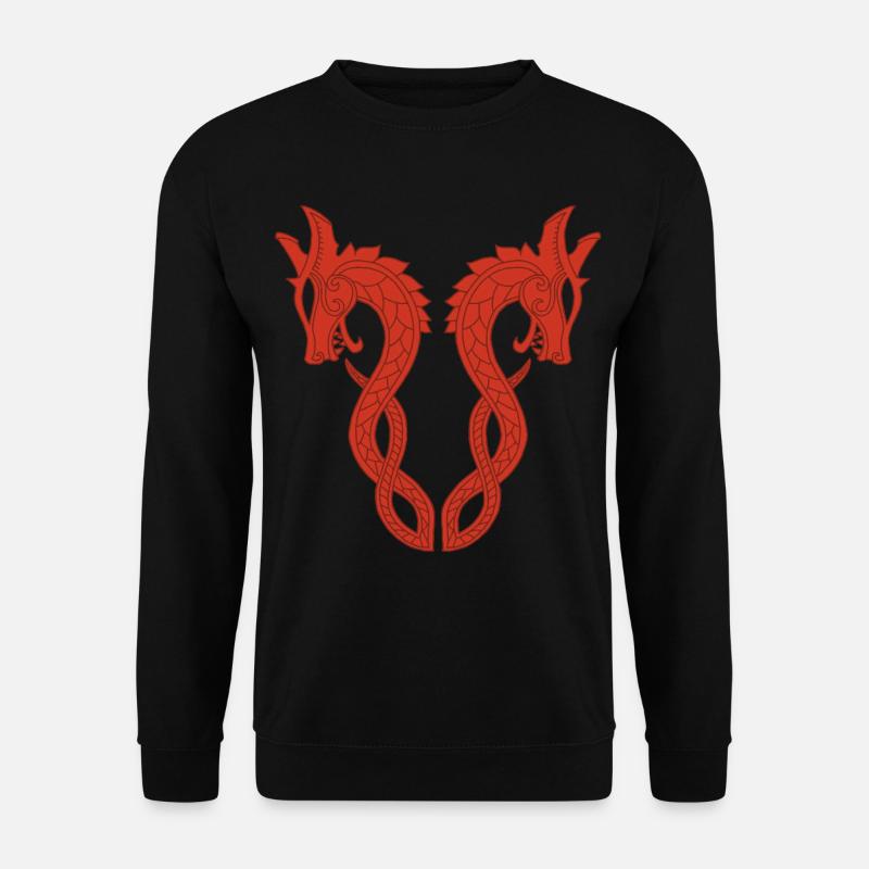 Red two-headed dragon - Unisex Sweatshirt - black