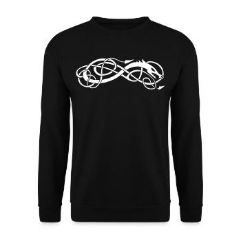 Weiße keltische Schlange - Unisex Pullover - Schwarz - Vorne - Alina (178cm) & Michal (187cm)