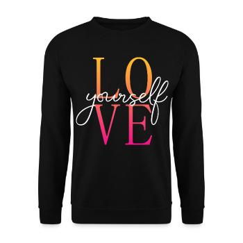 Aimez-vous / Selbstliebe / Liebe dich selbst - Sweat-shirt Unisexe - noir - Devant - Alina (178cm) & Michal (187cm)