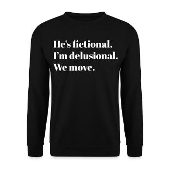 Il est fictif. – BookTok Meme Design - blanc - Sweat-shirt Unisexe - noir - Devant - Alina (178cm) & Michal (187cm)