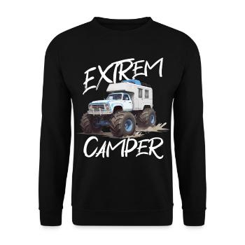 Abenteuerlicher Off-Road Camper Truck - Unisex Pullover - Schwarz - Vorne - Alina (178cm) & Michal (187cm)