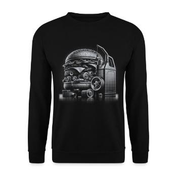 Vintage Food Truck Illustration T-Shirt - Unisex Sweatshirt - black - Front - Alina (178cm) & Michal (187cm)