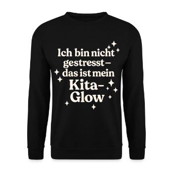 Ich bin nicht gestresst... (hellbeige) - Unisex Pullover - Schwarz - Vorne - Alina (178cm) & Michal (187cm)