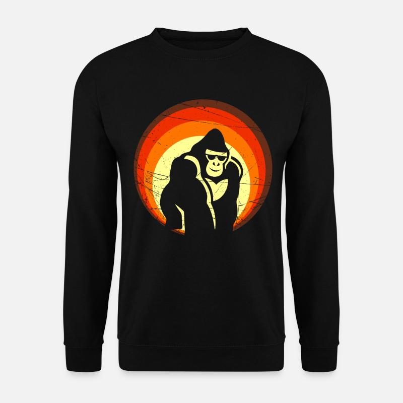 Retro Sunset Gorilla Design - Unisex Sweatshirt - black