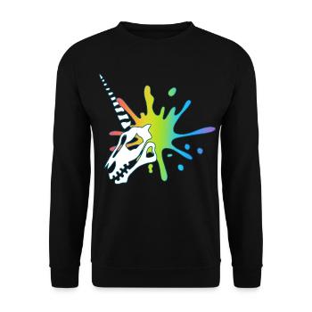 Unicorn skull and multicolored explosion - Unisex Sweatshirt - black - Front - Alina (178cm) & Michal (187cm)