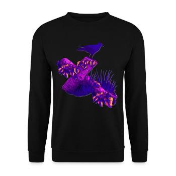 Violettes Holzkreuz Krähen Silhouette Efeu - Unisex Pullover - Schwarz - Vorne - Alina (178cm) & Michal (187cm)