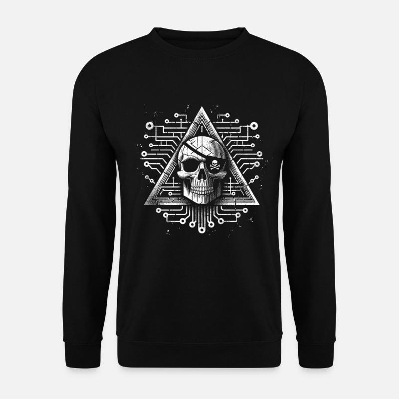 Digitales Totenkopf-Dreieck-Design - Unisex Pullover - Schwarz