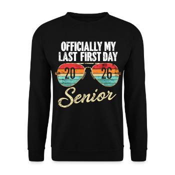 Letzter erster Schultag 2026 Senior - Unisex Pullover - Schwarz - Vorne - Alina (178cm) & Michal (187cm)
