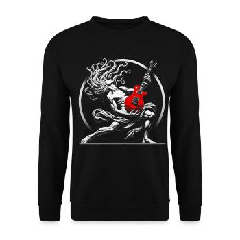 Mythical Guitar God Illustration  - Unisex Sweatshirt - black - Front - Alina (178cm) & Michal (187cm)