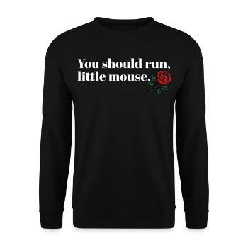 Run Baby Run – Design sombre de Booktok - Sweat-shirt Unisexe - noir - Devant - Alina (178cm) & Michal (187cm)
