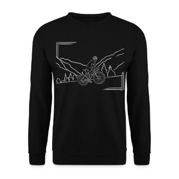 Mountain bike route mountain landscape - Unisex Sweatshirt - black - Front - Alina (178cm) & Michal (187cm)