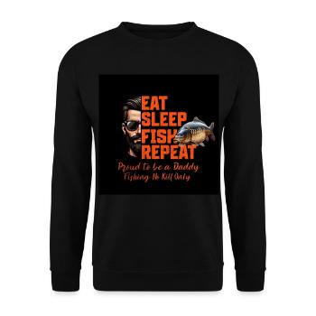 Carpe : Eat, Sleep, Fish and Repeat... - Sweat-shirt Unisexe - noir - Devant - Alina (178cm) & Michal (187cm)