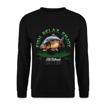 Carpe Fish Relax Enjoy - Sweat-shirt Unisexe - noir - Devant - Alina (178cm) & Michal (187cm)
