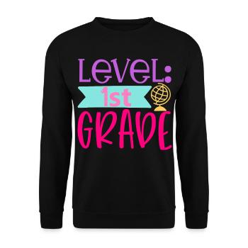 Level 1. Klasse - Schulanfang - Unisex Pullover - Schwarz - Vorne - Alina (178cm) & Michal (187cm)