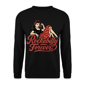 Rockabilly Forever Cherries Wife 50s Gift - Unisex Sweatshirt - black - Front - Alina (178cm) & Michal (187cm)