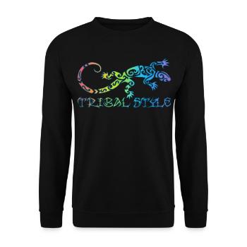 Polynesische Regenbogen-Eidechse - Unisex Pullover - Schwarz - Vorne - Alina (178cm) & Michal (187cm)
