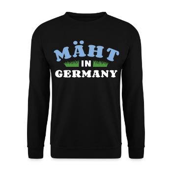 Mäht in Germany - Rasenmäher - Mähen - Wortspiel - Unisex Pullover - Schwarz - Vorne - Alina (178cm) & Michal (187cm)