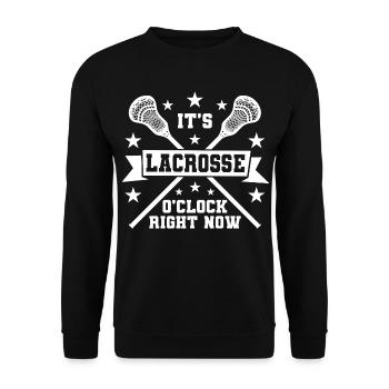 Es ist Lacrosse Zeit - Unisex Pullover - Schwarz - Vorne - Alina (178cm) & Michal (187cm)