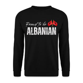 Albaner stolz, ich liebe Albanien - Unisex Pullover - Schwarz - Vorne - Alina (178cm) & Michal (187cm)