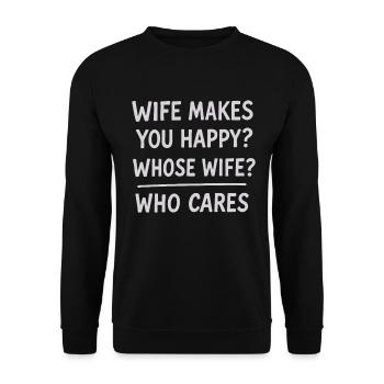 Humorous Wife Appreciation Quote Design - Unisex Sweatshirt - black - Front - Alina (178cm) & Michal (187cm)