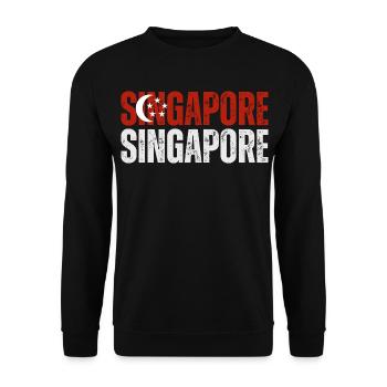 Flagge von Singapur, ich liebe Singapur - Unisex Pullover - Schwarz - Vorne - Alina (178cm) & Michal (187cm)