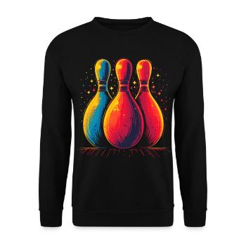 Bowling Retro Look - Unisex Sweatshirt - black - Front - Alina (178cm) & Michal (187cm)
