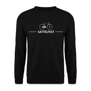 sattelfest radfahrer sport spruch - Unisex Pullover - Schwarz - Vorne - Alina (178cm) & Michal (187cm)