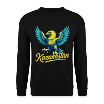 Kazakhstan Eagle Sun Flag Flag Gift - Unisex Sweatshirt - black - Front - Alina (178cm) & Michal (187cm)