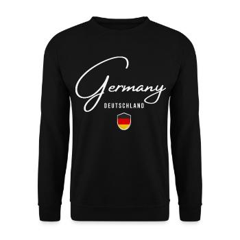 Deutschland, elegantes minimalistisches Design - Unisex Pullover - Schwarz - Vorne - Alina (178cm) & Michal (187cm)