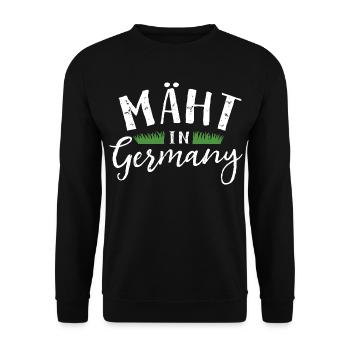 Mäht in Germany - Rasenmäher - Mähen - Wortspiel - Unisex Pullover - Schwarz - Vorne - Alina (178cm) & Michal (187cm)