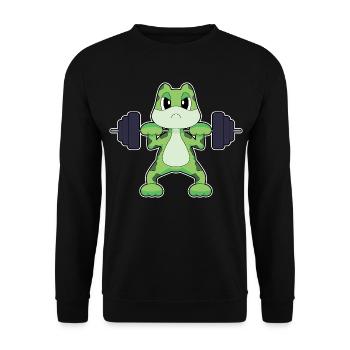 Frosch Bodybuilder Langhantel Bodybuilding - Unisex Pullover - Schwarz - Vorne - Alina (178cm) & Michal (187cm)