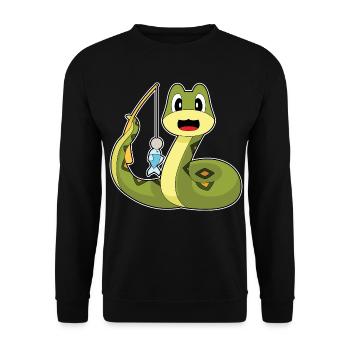 Schlange Angler Fisch Angeln - Unisex Pullover - Schwarz - Vorne - Alina (178cm) & Michal (187cm)
