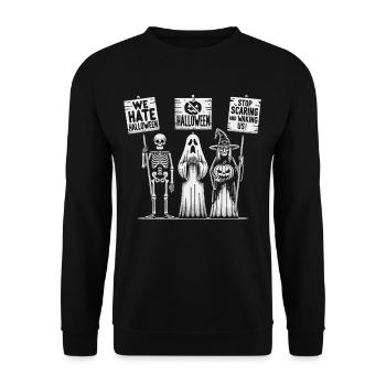 Conception de squelettes de protestation d’Halloween - Sweat-shirt Unisexe - noir - Devant - Alina (178cm) & Michal (187cm)