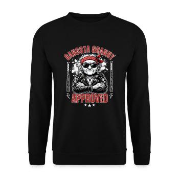 Rebellious Granny Gangsta Approved Leather Jacket - Unisex Sweatshirt - black - Front - Alina (178cm) & Michal (187cm)