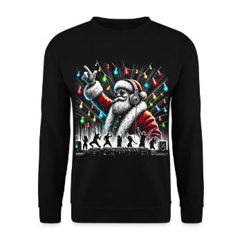 Festive Santa DJ with Neon Lights - Unisex Sweatshirt - black - Front - Alina (178cm) & Michal (187cm)
