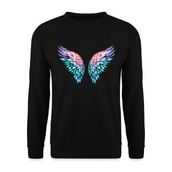 engelsflügel,federn,bunte flügel,graffiti - Unisex Pullover - Schwarz - Vorne - Alina (178cm) & Michal (187cm)