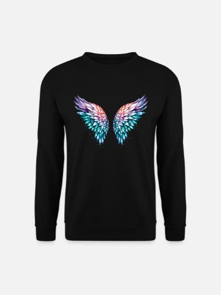engelsflügel,federn,bunte flügel,graffiti - Unisex Pullover - Schwarz