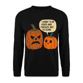 Duo de citrouilles d’Halloween câlins - Sweat-shirt Unisexe - noir - Devant - Alina (178cm) & Michal (187cm)