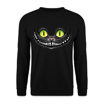 Chat noir sourit dans le noir - Sweat-shirt Unisexe - noir - Devant - Alina (178cm) & Michal (187cm)