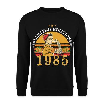 1985 Vintage Original 1985 Geburtstagsgeschenk - Unisex Pullover - Schwarz - Vorne - Alina (178cm) & Michal (187cm)