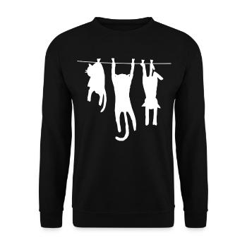 Witziges Katzen T-Shirt - Unisex Pullover - Schwarz - Vorne - Alina (178cm) & Michal (187cm)