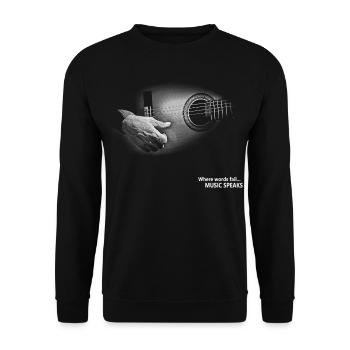 Guitare Vintage noir et blanc - Sweat-shirt Unisexe - noir - Devant - Alina (178cm) & Michal (187cm)