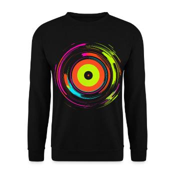 Vinyl Record Retrowave - Unisex Sweatshirt - black - Front - Alina (178cm) & Michal (187cm)