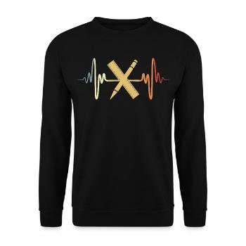 Règle Vintage Heartbeat - Sweat-shirt Unisexe - noir - Devant - Alina (178cm) & Michal (187cm)