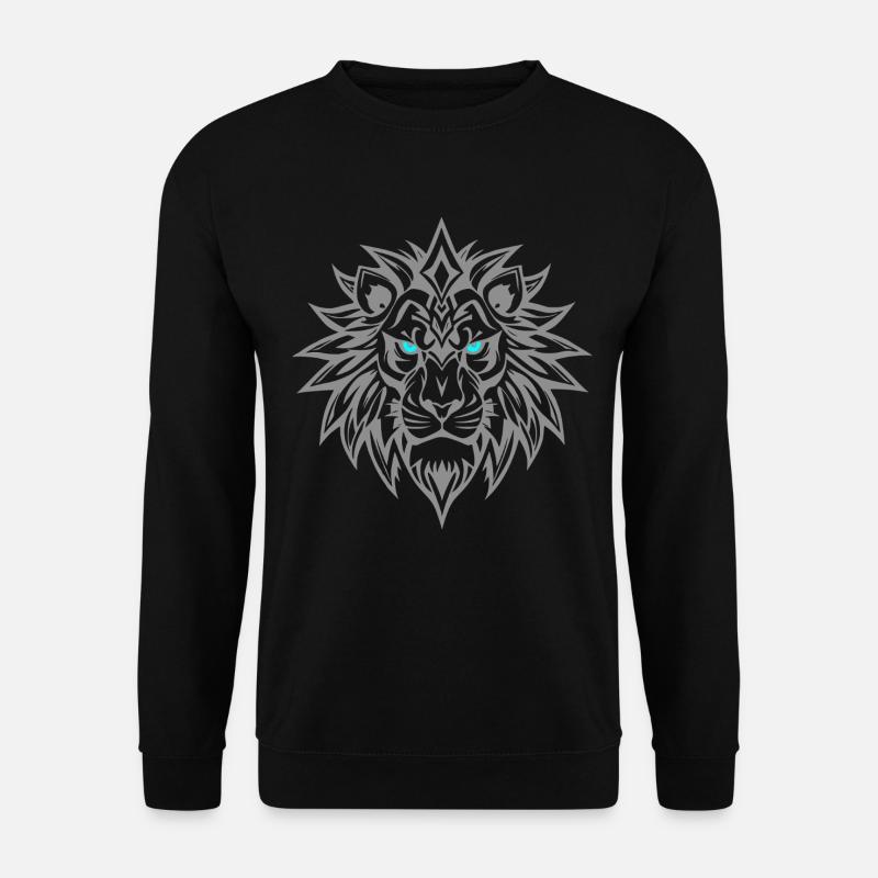 Löwe Tribal Blaue Augen - Unisex Pullover - Schwarz