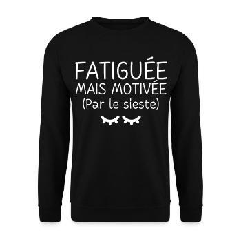 Tired but motivated by the nap - Unisex Sweatshirt - black - Front - Alina (178cm) & Michal (187cm)