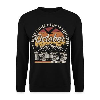 October 1963 Birthday Gift - October 1963 - Unisex Sweatshirt - black - Front - Alina (178cm) & Michal (187cm)