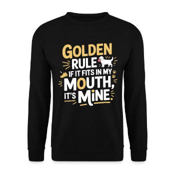 Lustiges Hundezitat Goldene Regel Design - Unisex Pullover - Schwarz - Vorne - Alina (178cm) & Michal (187cm)